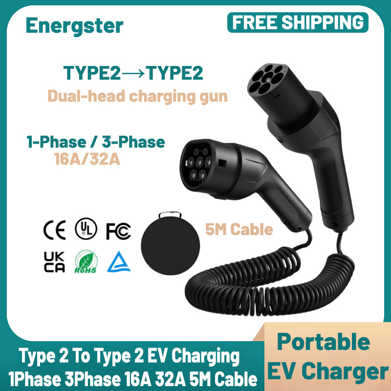 Ev Charger Type 2 22Kw 32A 3 Phase - Cable de Carga Portátil para Vehículos