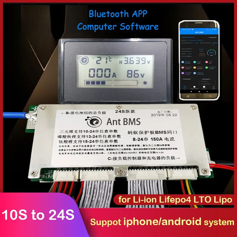 Smart Bms 24S 200A Bluetooth Lifepo4 - Placa de Protección de Batería Lifepo4