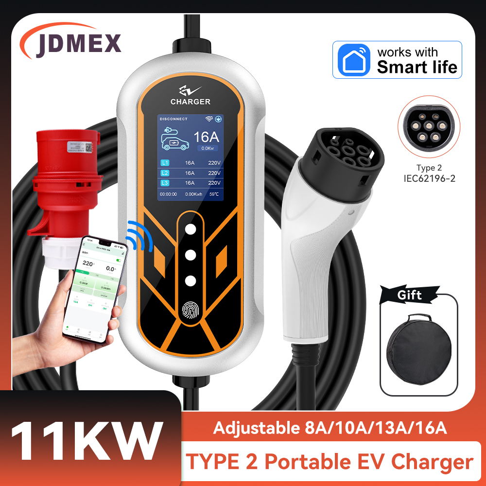 Type 2 Portable Ev Charger 11Kw Cee - JDMEX 11KW Type2 EV cargador portátil