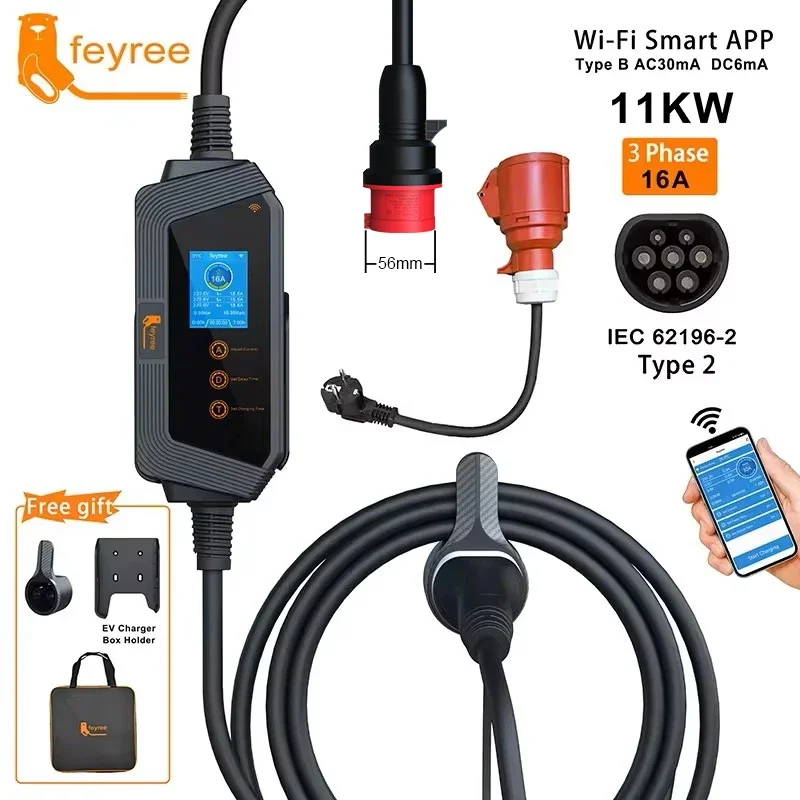 Cargador Portátil para Vehícul - Type 2 Portable Ev Charger 11Kw Cee reseña y precio