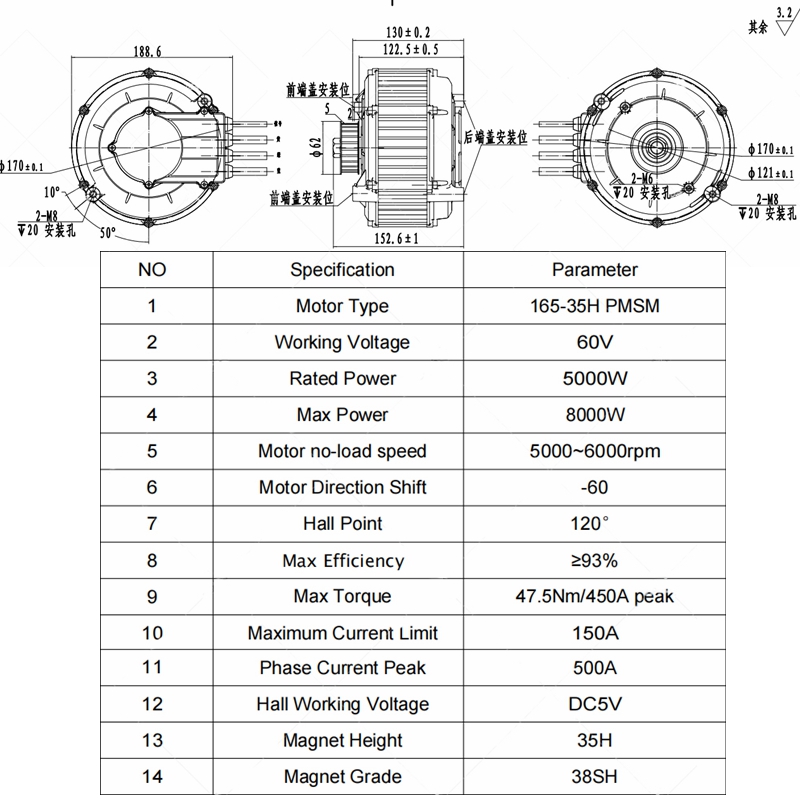 Kit de motor PMSM de transmisi - Mid Drive Motor Kit 72V 5000W reseña y precio