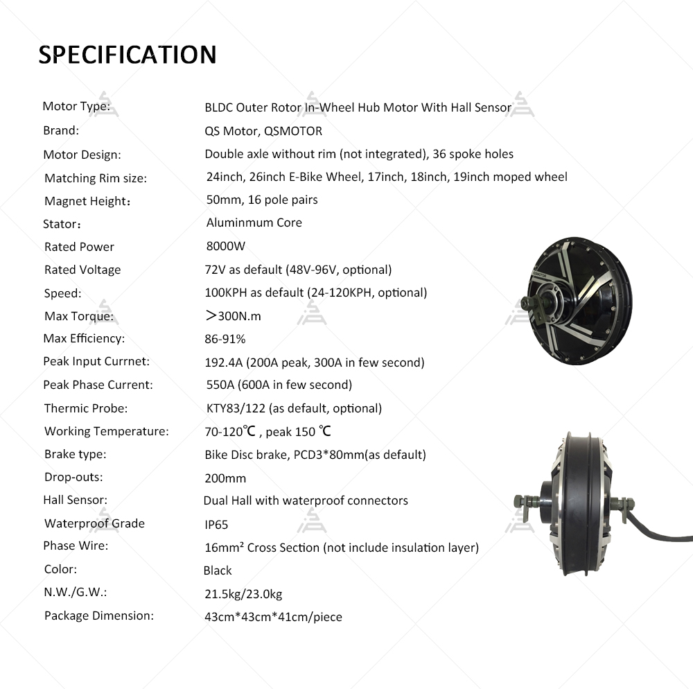 Motor QS 273 8000W V3 72V 120k - Qs Motor 273 8000W Hub Motor reseña y precio