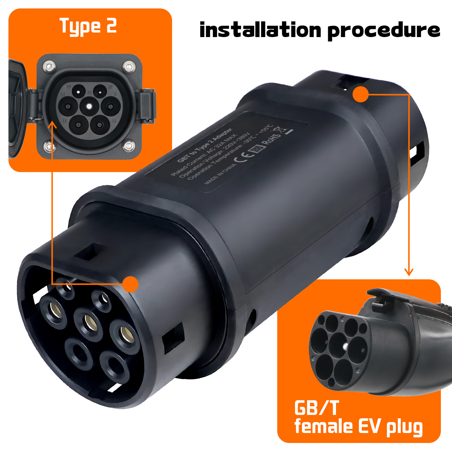 Adaptador de estación de carga - Ev Charger Type 2 22Kw 32A 3 Phase reseña y precio