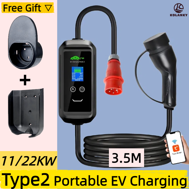 Cable de 3,5 M Type2 EV cargad - Type 2 Portable Ev Charger 11Kw Cee reseña y precio